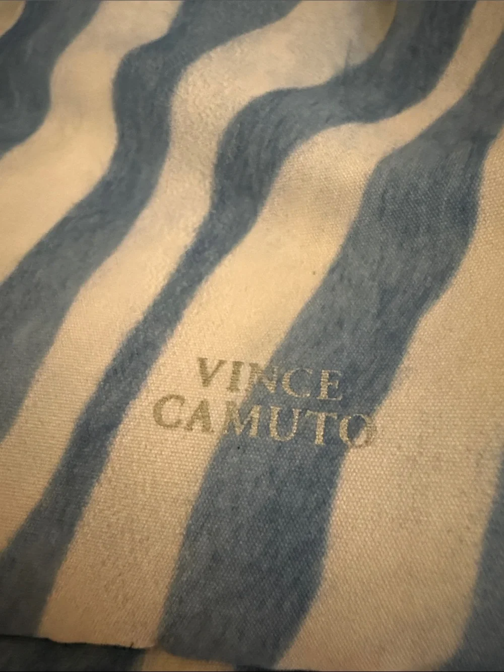 Vince Camuto Blue and White Zebra-Print  cosmetic bag